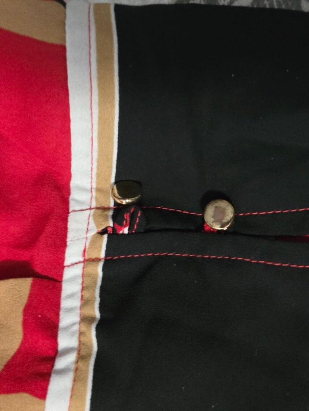 Liz Claiborne 2X Red Floral Tie Neck Blouse Striped Scarf Gold Button Plus - Picture 6 of 6